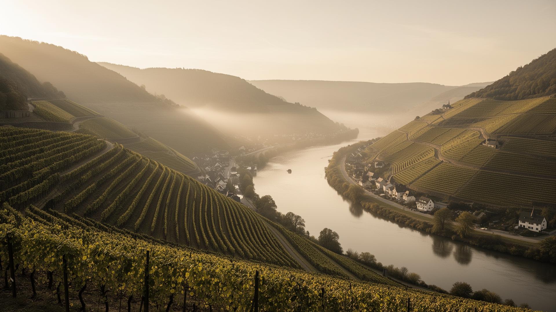 Moselregion bei Sonnenaufgang